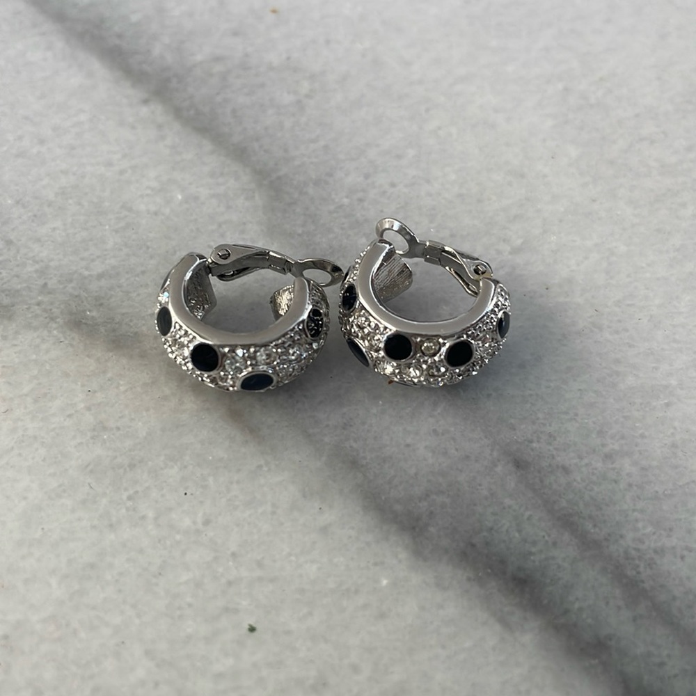 Polka Dot Swarovski Clip On Earrings
